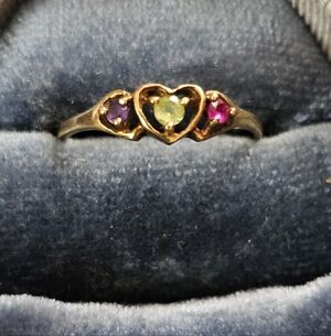 10k MultiStone Heart Yellow Gold Ring (Vintage)